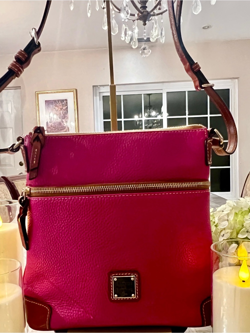 Dooney & Bourke Fuchsia Pink Pebbled Leather Shoulder Crossbody Bag - Picture 5 of 13
